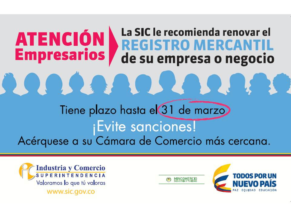 Señor comrciante renueve su Matrícula Mercantil y evítese sanciones
