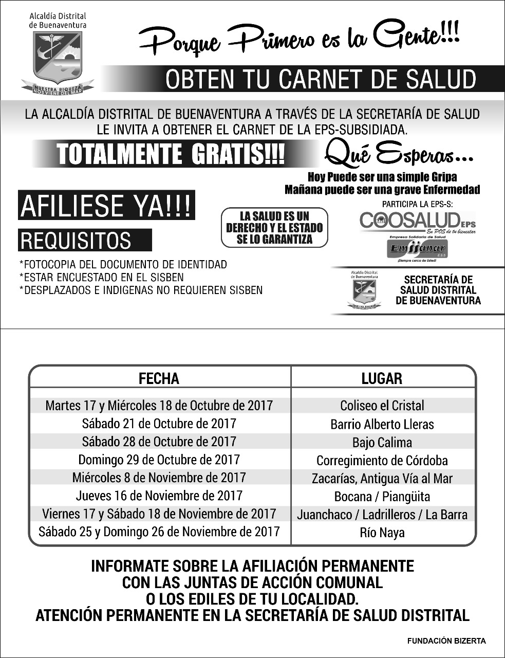 Se realizará el lanzamiento de la jornada masiva de afiliación al régimen subsidiado de salud