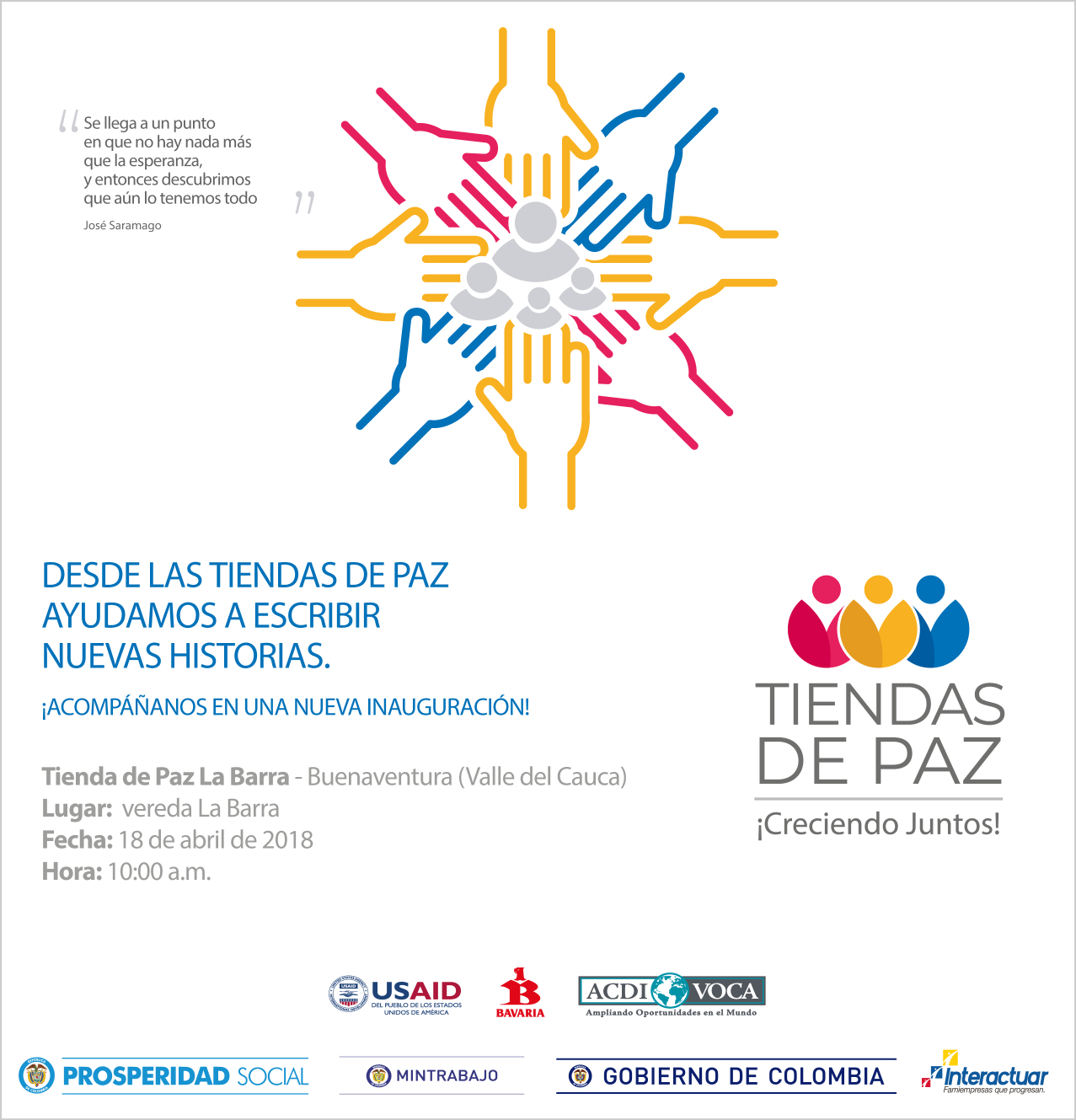 En el Consejo Comunitario de La Barra en Buenaventura se da apertura a la Tienda de Paz número 39