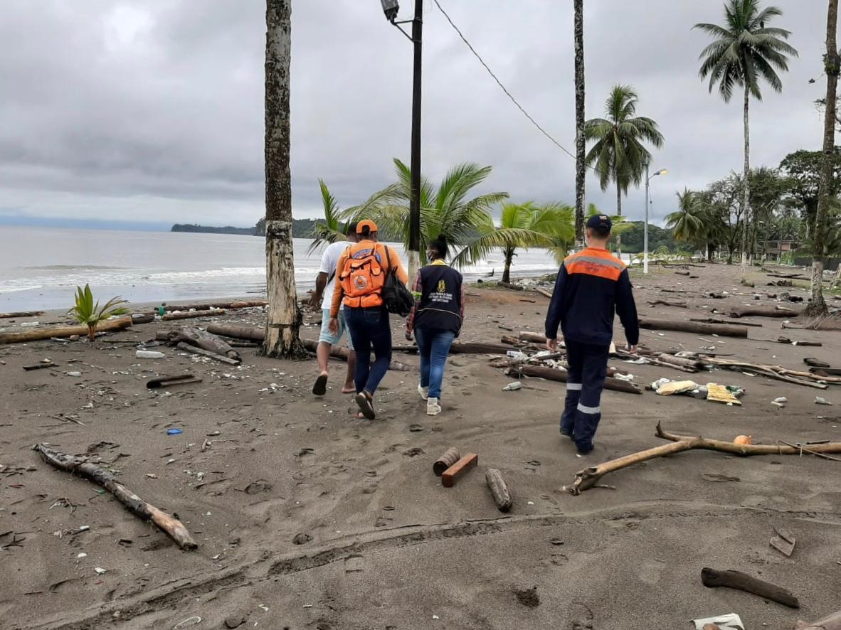 La Dimar y autoridades de Gestión del Riesgo visitaron el corregimiento de Bazán La Bocana para verificar erosión costera
