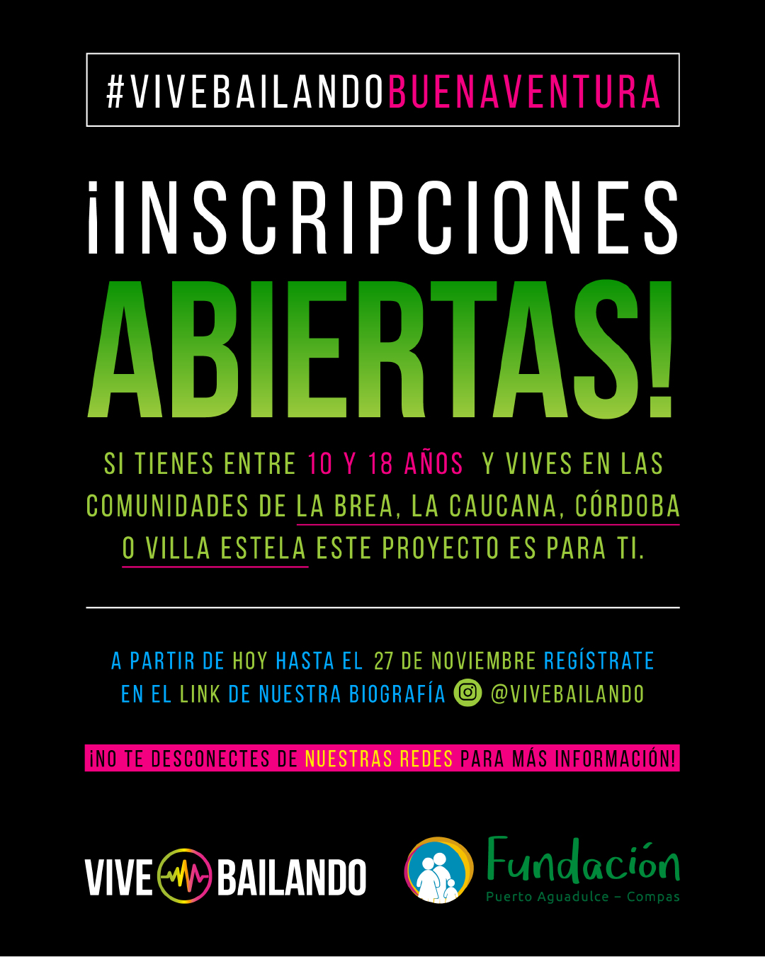 Vive Bailando y la Fundaci&oacute;n Puerto Aguadulce - Compas regresan a las zonas rurales de Buenaventura para seguir potenciando el desarrollo de los j&oacute;venes a trav&eacute;s del baile