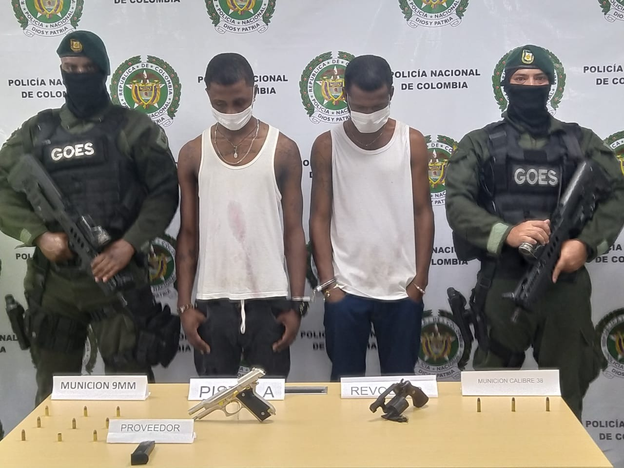 A la cárcel dos hombres que portaban ilegalmente armas de fuego en Buenaventura