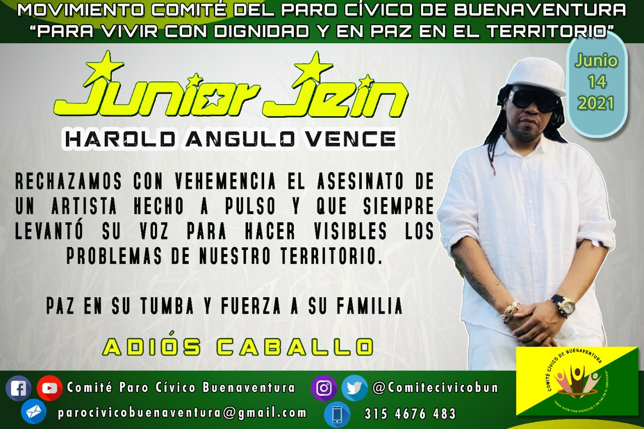 Comité del paro cívico de Buenaventura rechaza asesinato del artista urbano Junior Jein 