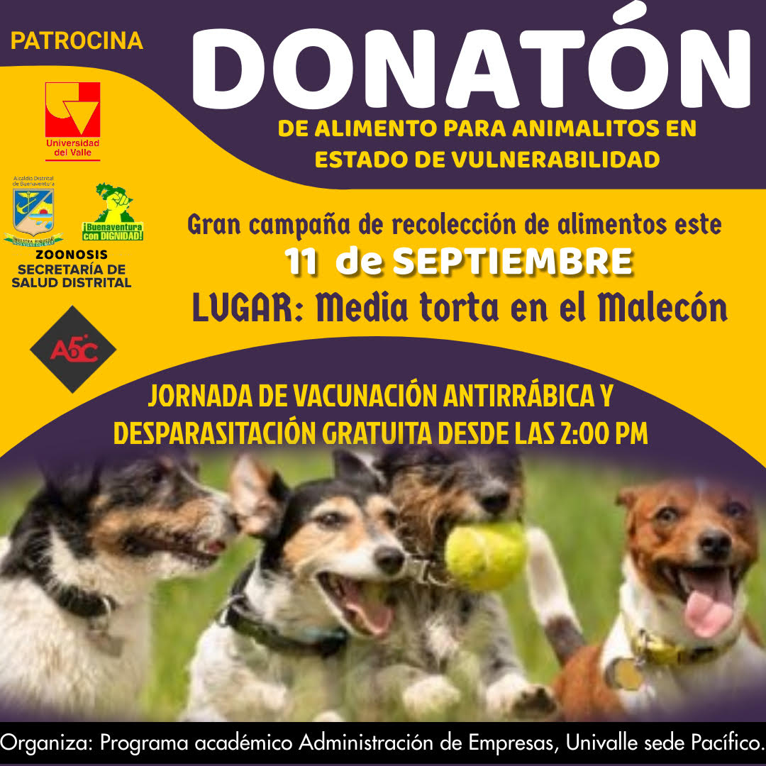 El sábado 11 de septiembre se realizará vacunación antirrábica y desparasitación gratuita para animales en Buenaventura