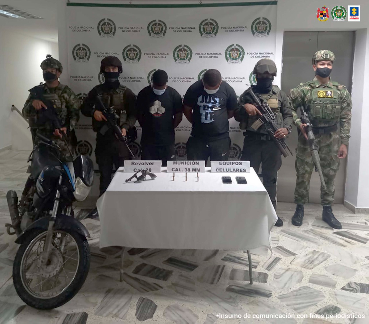 Envían a la cárcel a alias Caquito y alias Pana por el presunto delito de porte ilegal de armas de fuego