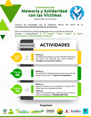 La Alcaldía Distrital de Buenaventura conmemorará el Día Nacional de las Víctimas