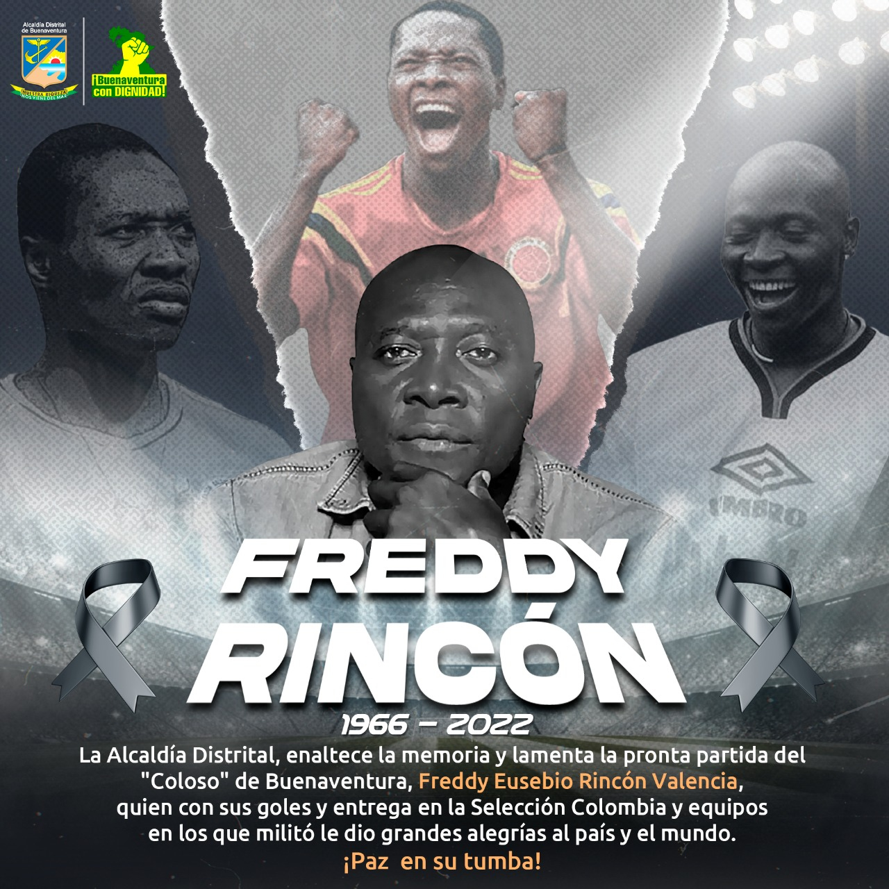 Tres días de duelo fueron decretados por la Alcaldía Distrital de Buenaventura tras fallecimiento de Freddy Rincón 