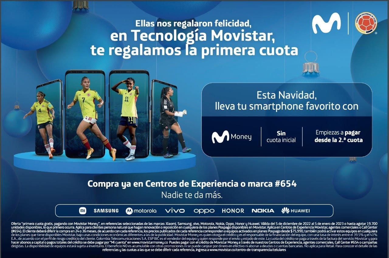 Movistar financiará primera cuota de smartphones durante Navidad