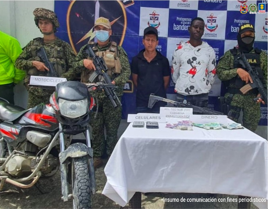 Cárcel para alias Nene y alias Caisa, presuntos miembros del Clan del Golfo, capturados cuando extorsionaban a habitantes del Bajo Calima en Buenaventura 