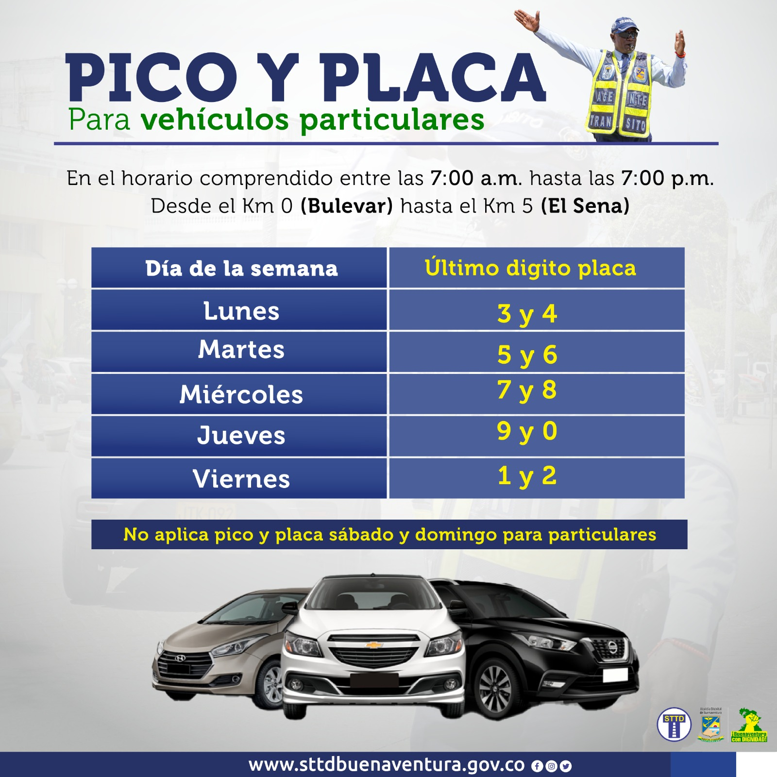 Modifican medida de pico y placa para vehículos particulares en Buenaventura 