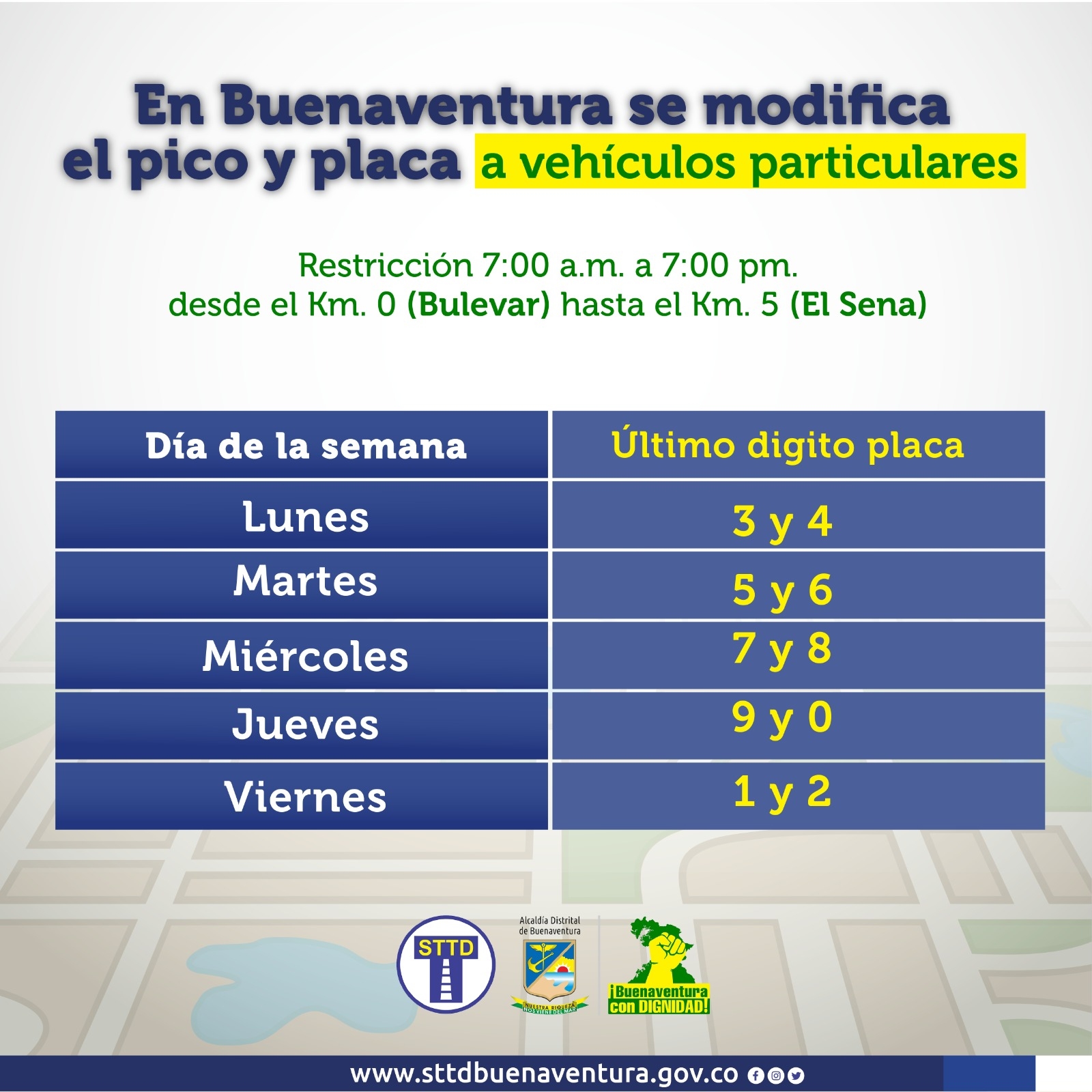 Pico y placa primer semestre 2023 Buenaventura