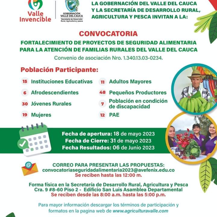 Hasta el 31 de mayo de 2023 estarán abiertas las inscripciones a la Convocatoria de ‘Seguridad Alimentaria’