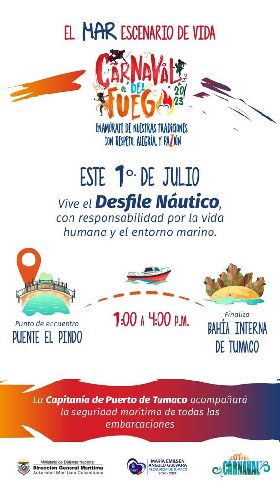 En los Carnavales del Fuego, la Dimar invita a vivir el desfile náutico de Tumaco, como un escenario de vida