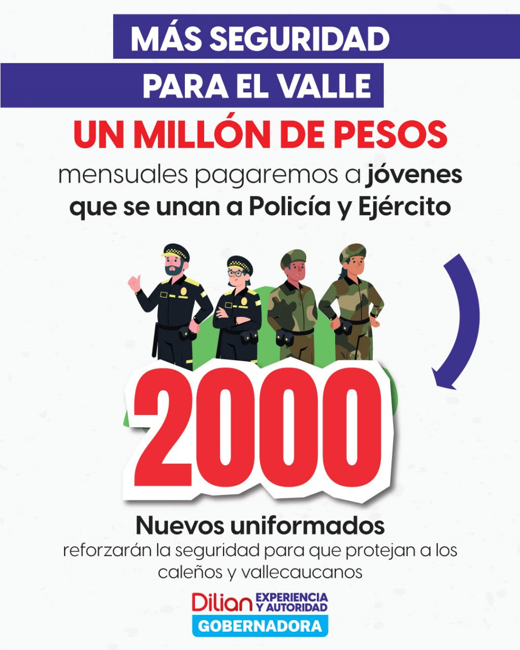 “1 Millón de pesos mensuales a los jóvenes, buenos ciudadanos, que se unan a la fuerza pública”: Dilian Francisca Toro