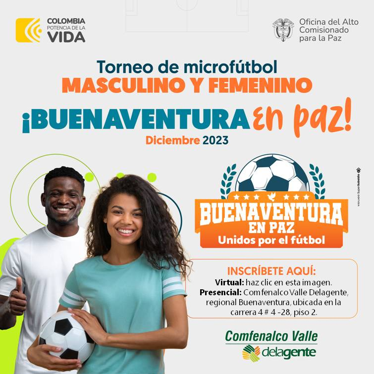A inscribirse sin costo en el Torneo "Buenaventura en Paz: unidos por el fútbol"