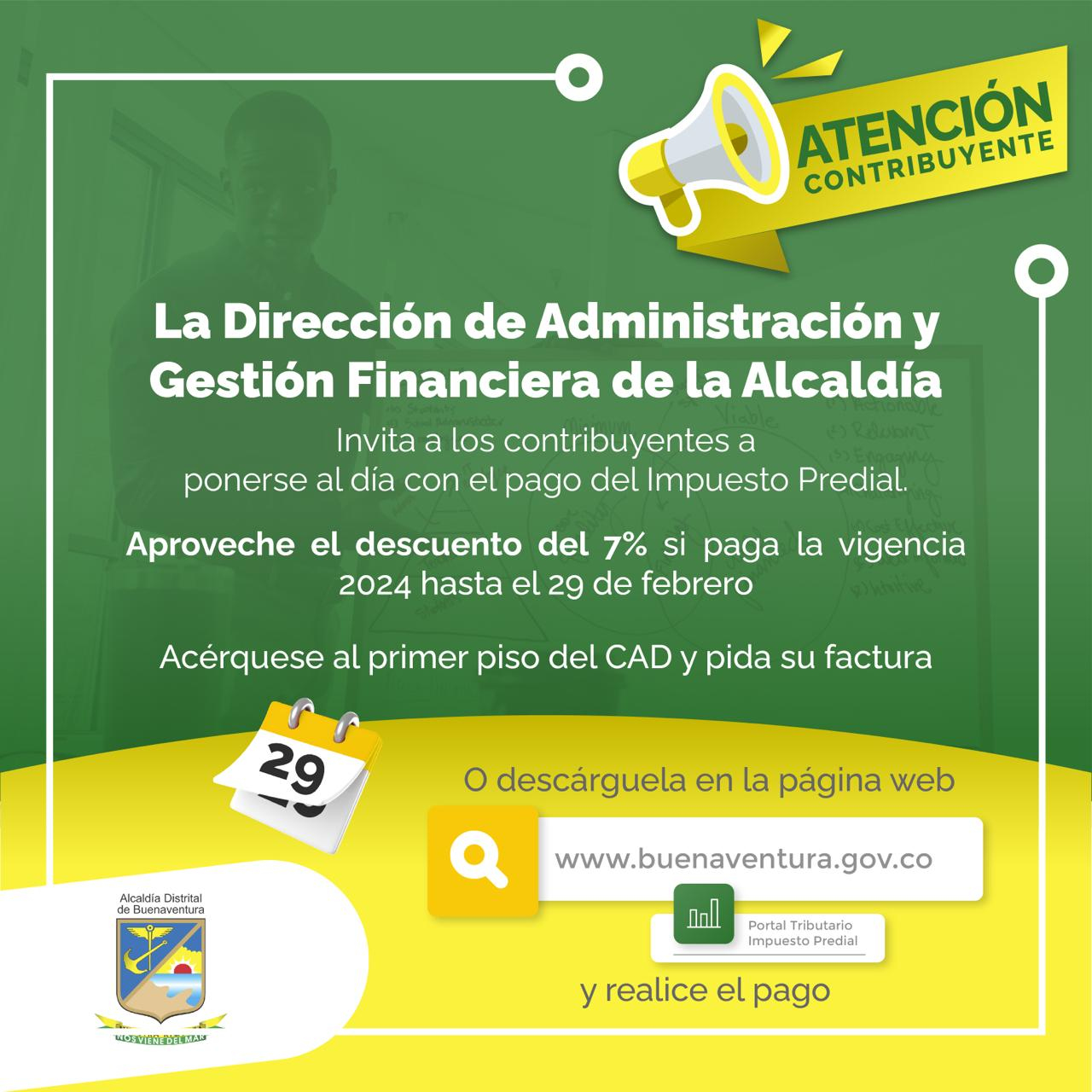 La Dirección Financiera ya cuenta con las facturas para que los contribuyentes de Buenaventura paguen el Impuesto Predial Unificado