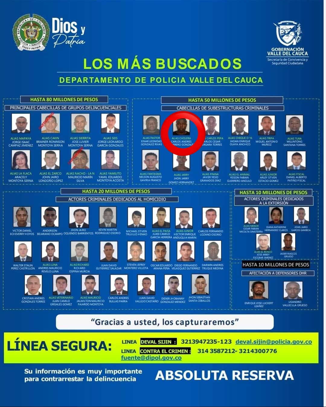 Con detención de alias ‘Cholera’, presunto integrante de ‘Los Espartanos’, ya son 22 capturados del Cartel de los más buscados