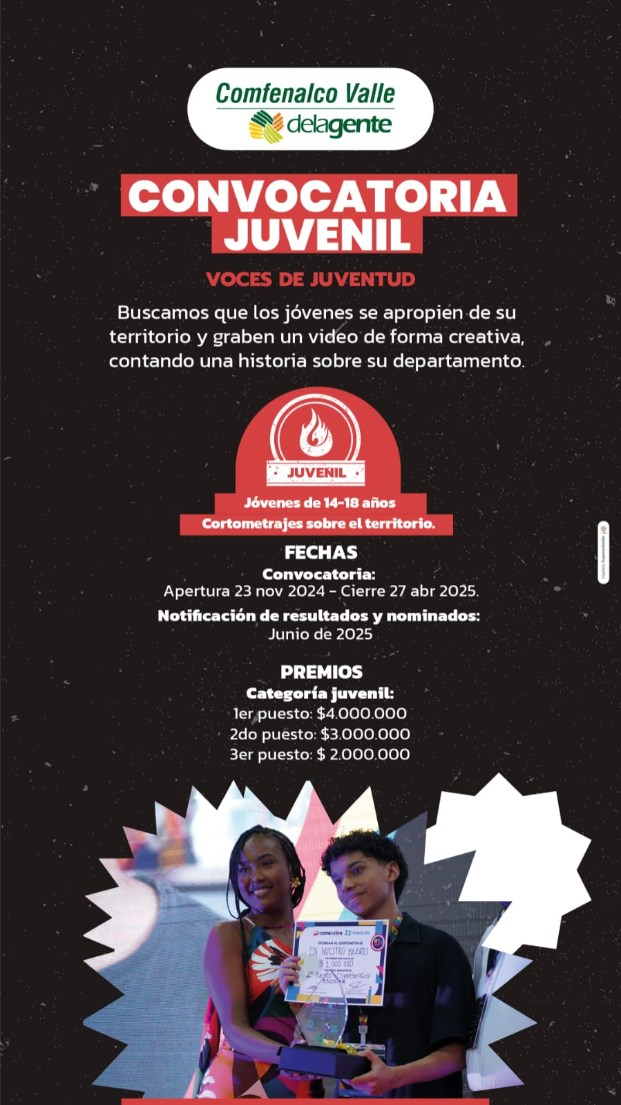 Conexcine premia el talento de jóvenes y adultos:  graba un video y cuenta tu territorio