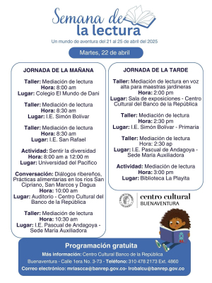La Secretaría de Etnoeducación se sumó a la Semana de la Lectura que realiza el Banco de la República en Buenaventura del 21 al 25 de abril de 2025