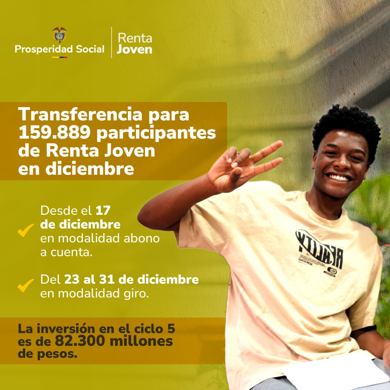 Renta Joven cierra a&ntilde;o con nueva entrega de transferencias para cerca de 160.000 participantes