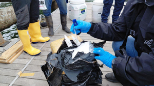 La Armada de Colombia incauta cerca de tres toneladas de clorhidrato de coca&iacute;na cerda de Tumaco