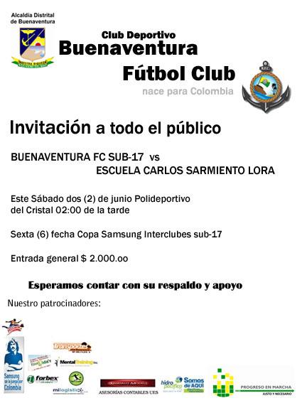 Invitación a disfrutar del partido de fútbol Copa Samsung Sub-17 este sábado 2 de junio