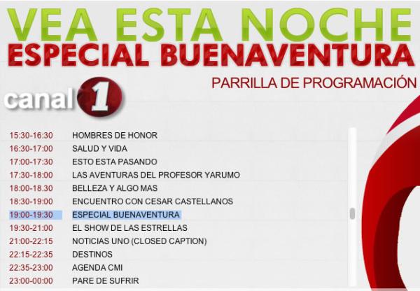 Vea hoy por el Canal Uno el especial sobre las fiestas patronales de San Buenaventura