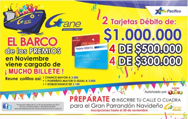 En noviembre el barco de los premios llega a Gane Buenaventura cargado de mucho billete