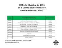 Para el III trimestre de 2015, el Centro Náutico Pesquero de Buenaventura ofertará 300 cupos de formación