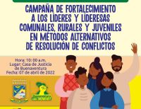 La Casa de Justicia realizará campaña de fortalecimiento en Métodos Alternativos de Resolución de Conflictos a lideres de Buenaventura