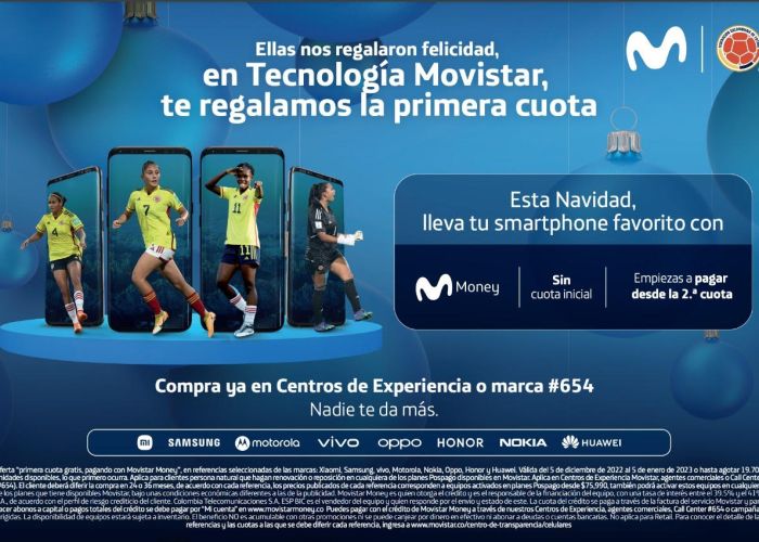 Movistar financiará primera cuota de smartphones durante Navidad