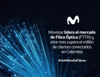 Movistar lidera el mercado de Fibra Óptica (FTTH) y este mes supera el millón de clientes conectados en Colombia