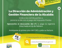 La Dirección Financiera ya cuenta con las facturas para que los contribuyentes de Buenaventura paguen el Impuesto Predial Unificado