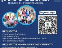 El Valle del Cauca busca jóvenes que quieran estudiar programación inscríbase!