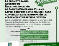 La Alcaldía Distrital de Buenaventura reitera el llamado a los acreedores para que asistan a reunión con la Promotora del Acuerdo de la Ley 550