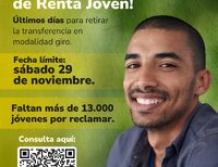 Renta Joven: A&uacute;n faltan 13.697 participantes por reclamar su transferencia en modalidad giro