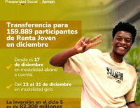 Renta Joven cierra a&ntilde;o con nueva entrega de transferencias para cerca de 160.000 participantes