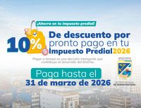 Descuento del 10 % por pronto pago del Impuesto Predial Unificado en Buenaventura