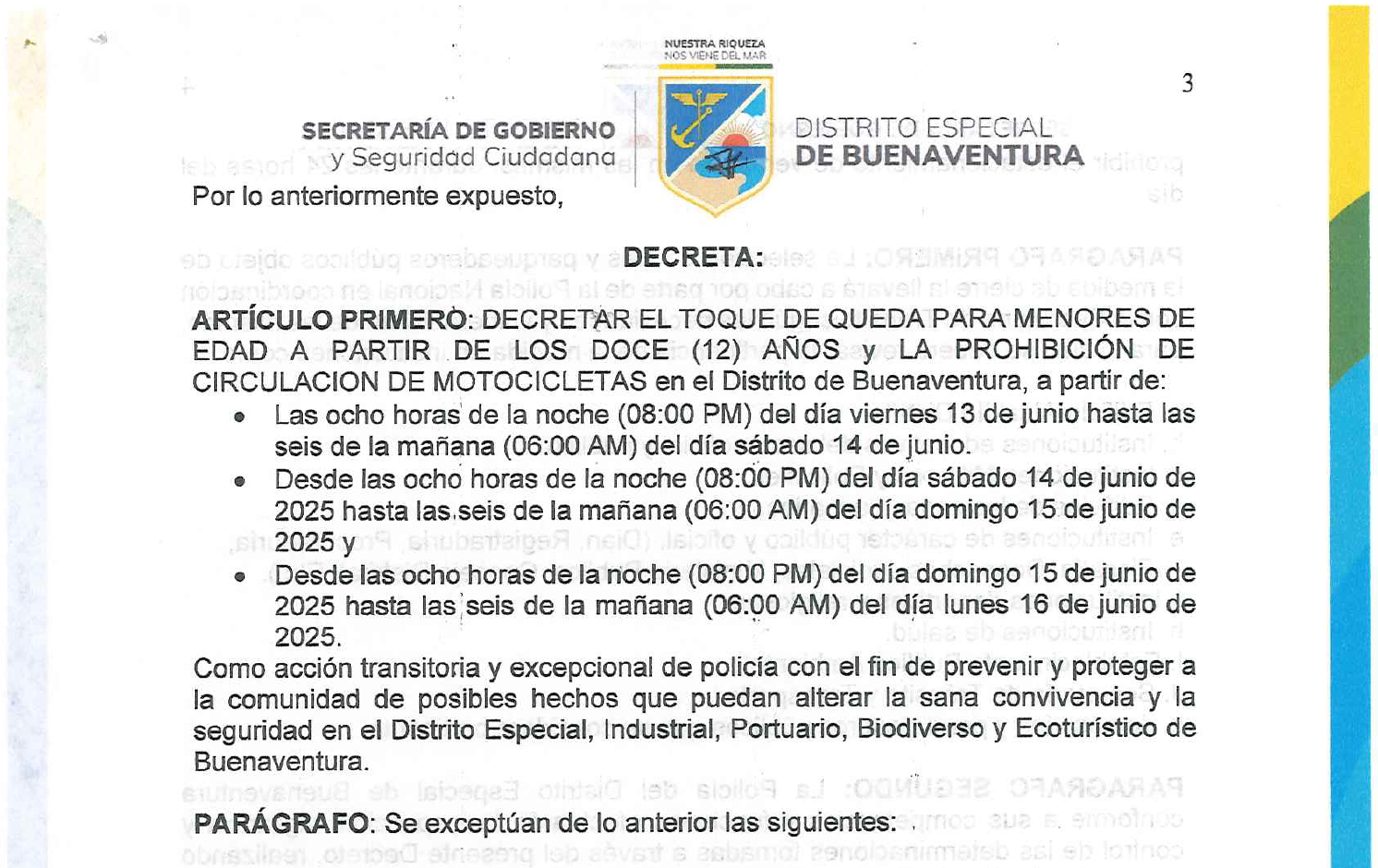 La Alcaldía Distrital de Buenaventura adopta medidas por alteración del orden público