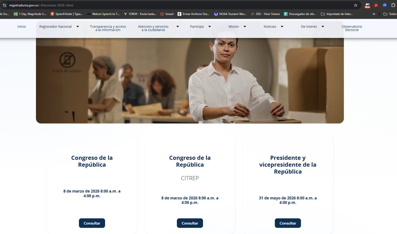 La Registradur&iacute;a habilit&oacute; herramienta digital para consultar puestos de votaci&oacute;n en Colombia y el mundo para elecciones 2026
