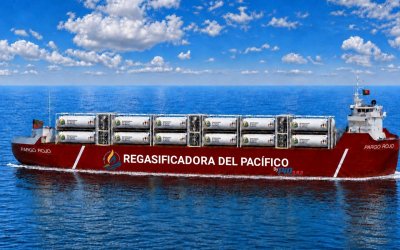 El buque "Pargo Rojo" zarpa de China con destino a Buenaventura para abastecer mediante isocontenedores la Regasificadora del Pacífico