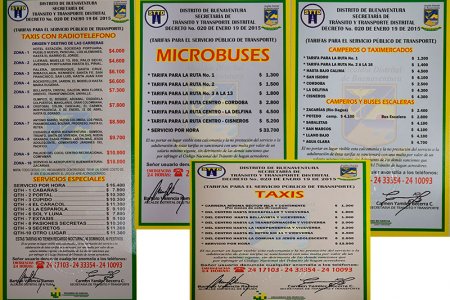 Secretaría de Tránsito revisará que conductores de transporte público porten la tabla de tarifas