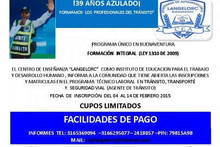 Fórmese como Técnico Laboral en Tránsito, Transporte y Seguridad Vial con Langelorc