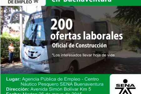 Agencia Pública de Empleo del SENA Buenaventura, realizará el martes 26 de mayo de 2015 una microrueda de empleo