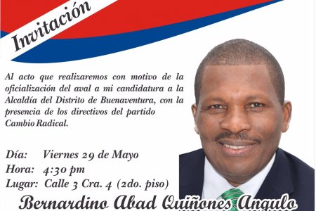 Cambio Radical entregará aval a Bernardino Qui&ntilde;ones para elecciones del 25 de octubre a la Alcaldía de Buenaventura