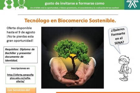 El SENA invita a inscribirse como Tecnólogo en Biocomercio Sostenible