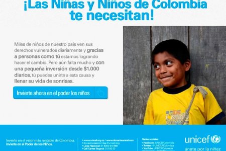 Únete por la ni&ntilde;ez, tu ayuda puede transformar la vida de millones de ni&ntilde;os, ni&ntilde;as y adolescentes de Colombia