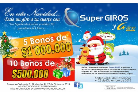 En esta navidad 2015 dale un giro a tu suerte con Gane Buenaventura y Dagua  en alianza con  Súper Giros