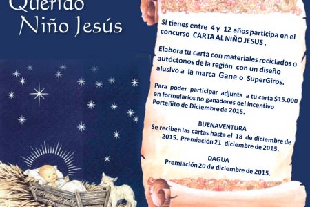 4to Concurso Carta al Ni&ntilde;o Jesús organizado por Gane Buenaventura y Dagua