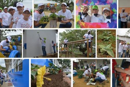 120 voluntarios de Epsa y Cementos Argos pintan escuela en zona monta&ntilde;osa de La Cumbre